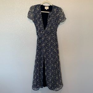 Sézane floral dress blue size 34